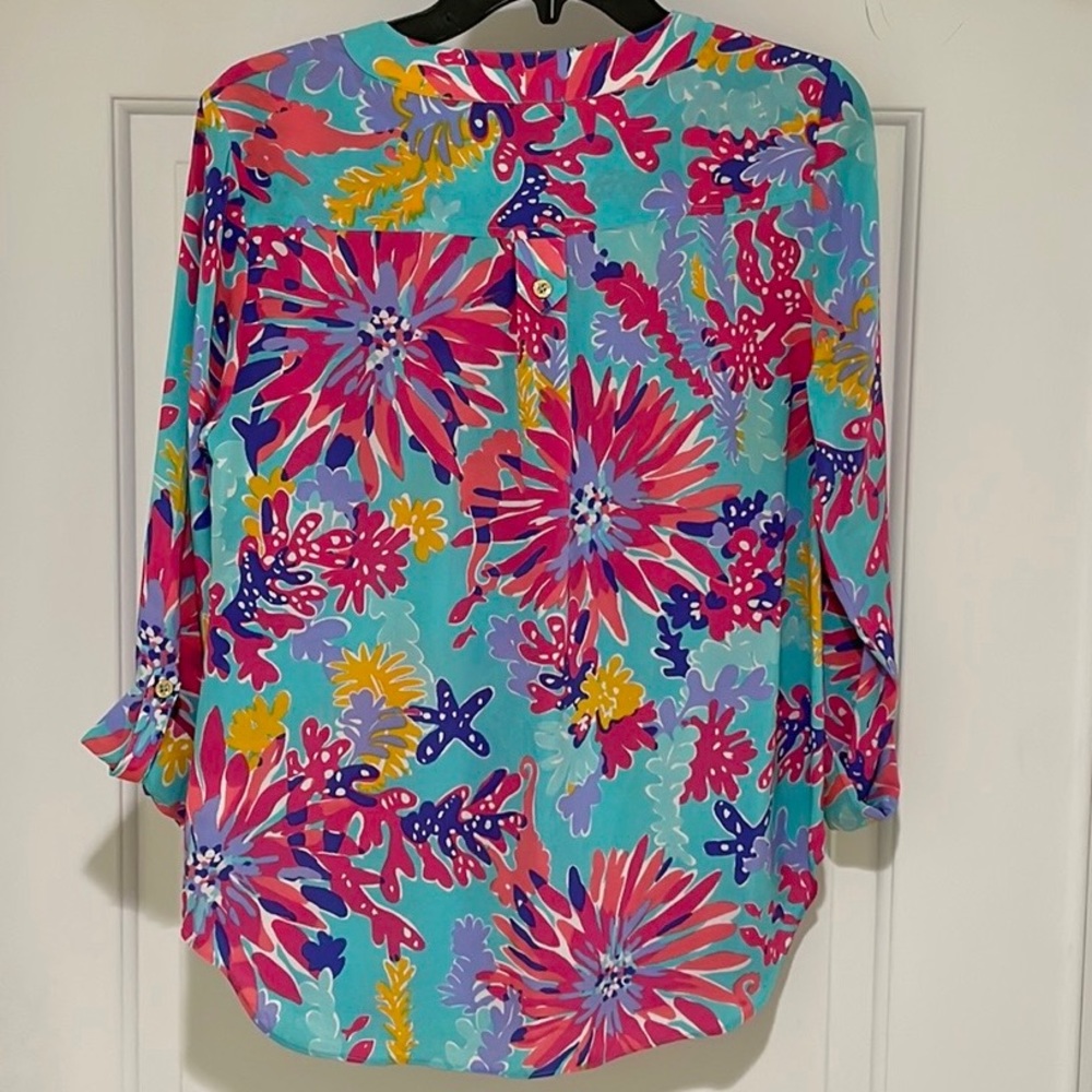 Lilly Pulitzer EUC Delray Silk Blouse - Picture 2 of 12